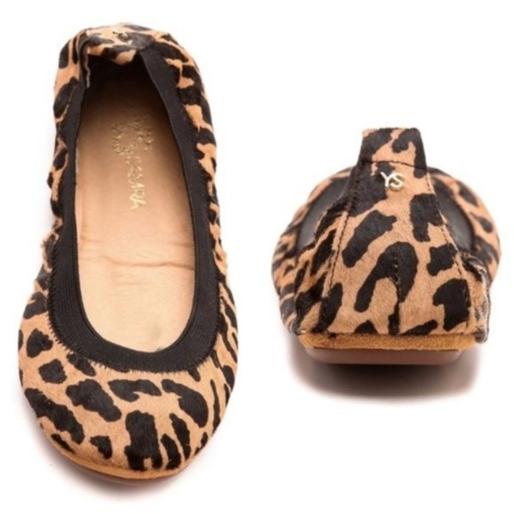 Yosi‎ Samra Leopard Calf Hair Flats Packable NWT size 7